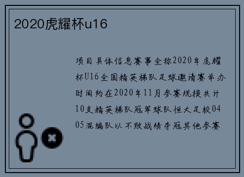 2020虎耀杯u16